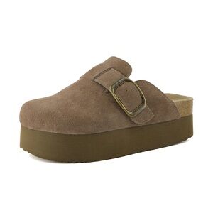CUSHIONAIRE Granola 2 Suede Platform Clogs